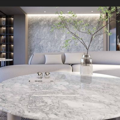 Cận cảnh hệ vân trắng tự nhiên trên nền xám của đá Calacatta Grey