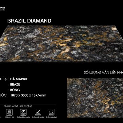 Đá Marble Brazil Diamand sang trọng nhập khẩu nguyên tấm