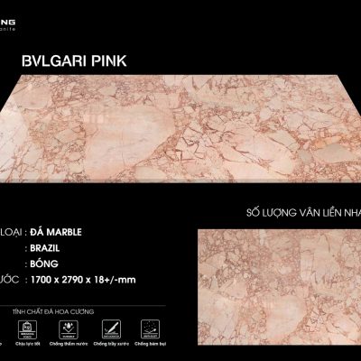 Đá Marble Bvlgari Pink nhập khẩu Brazil màu hồng pastel