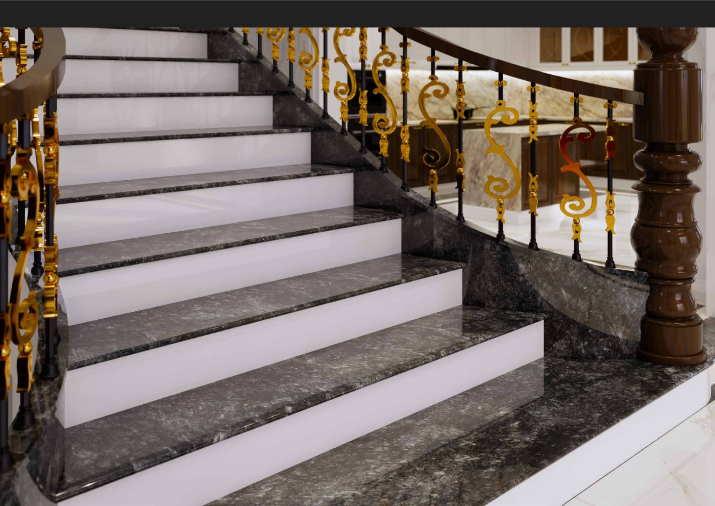 Đá Marble Italian Grey nhập khẩu Italy cao cấp cho hạng mục vách tường và cầu thang.