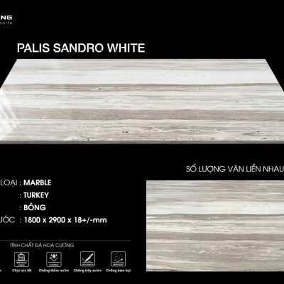 Mẫu đá Marble Palis Sandro White vân sọc ngang nhập khẩu Thổ Nhĩ Kỳ.