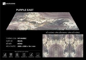 Đá Marble Purple East nhập khẩu Brazil màu tím khói vân đối xứng sang trọng.