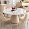 Mặt bàn ăn tròn bằng đá tự nhiên Carrara White dành cho không gian luxury