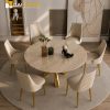 Mặt bàn ăn tròn bằng đá tự nhiên Daino Beige tạo nên sự ấm cúng cho ngôi nhà