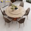 Mặt bàn ăn tròn bằng đá tự nhiên Daino Beige với vân đá độc nhất