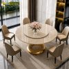 Mặt bàn ăn tròn bằng đá tự nhiên Daino Beige với vẻ đẹp kiêu sa