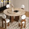 Mặt bàn ăn tròn bằng đá tự nhiên Daino Beige sang trọng