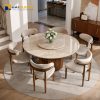 Mặt bàn ăn tròn bằng đá tự nhiên Daino Beige phong cách tối giản