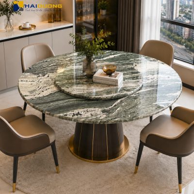 Mặt bàn ăn đá hoa cương Green Valley màu xanh sang trọng cho phòng ăn