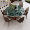 Mặt bàn ăn tròn bằng đá tự nhiên Prada Green với vân đá độc nhất