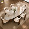 Mặt bàn ăn hình hột xoài đá tự nhiên Aurora Beige cao cấp