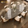 Mặt bàn ăn hình hột xoài đá tự nhiên Fourseason Grey cao cấp sang trọng