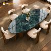 Bàn ăn mặt đá Prada Green dáng hột xoài màu xanh sang trọng