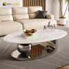 Bàn sofa phòng khách hình elip bằng đá tự nhiên Volakas Vân Nhạt