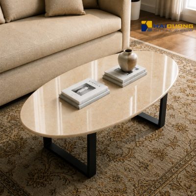 Bàn sofa phòng khách hình elip bằng đá Rosa Light sang trọng