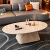 Bàn sofa phòng khách hình elip bằng đá tự nhiên Rosa Light sang trọng