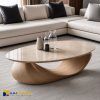 Mặt bàn sofa dáng elip bằng đá tự nhiên Rosa Light M1 cao cấp sang trọng.
