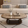 Bàn sofa phòng khách hình elip bằng đá tự nhiên Spanish Brown