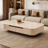 Mặt bàn sofa hình chữ nhật bằng đá Rosa Light tự nhiên cao cấp cho phòng khách.