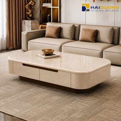 Mặt bàn sofa hình chữ nhật bằng đá Rosa Light tự nhiên cao cấp cho phòng khách.