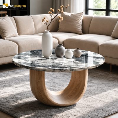 Mặt Bàn Sofa Tròn M4 BVLGARI WHITE