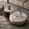 Mặt bàn sofa hình tròn đá tự nhiên Palis Sandro White