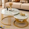 Mặt bàn sofa hình tròn đá tự nhiên Picasso Onyx White