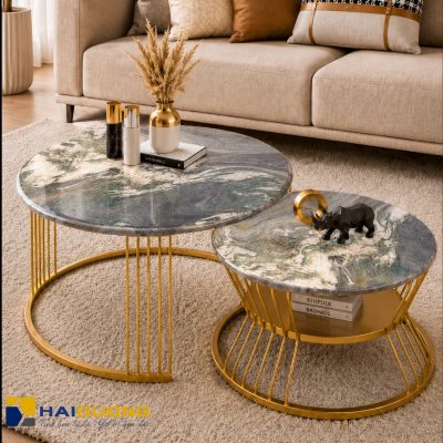 Mặt bàn sofa hình tròn đá tự nhiên Purple East