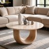 Mặt bàn trà tròn đá marble màu kem hồng Rosa Light phong cách hiện đại