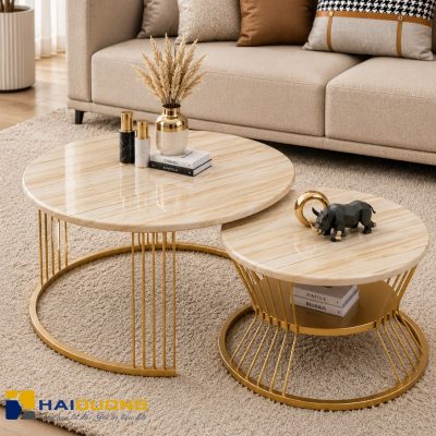 Mặt bàn sofa hình tròn đá tự nhiên Sand Stone