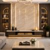 Tranh đá marble tự nhiên Daino Beige ốp tường phòng khách