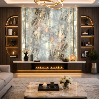 Tranh đá xuyên sáng Aurora Beige tự nhiên cao cấp