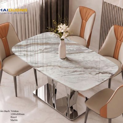 Mặt Bàn Ăn Bằng Đá Marble Volakas Vân Đậm
