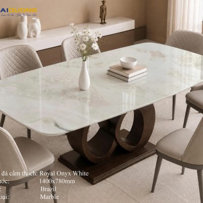 Mặt Bàn Ăn Bằng Đá Marble ROYAL ONYX WHITE