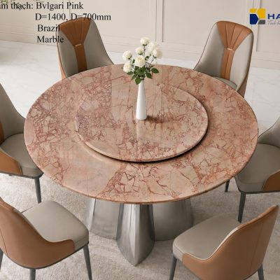 Mặt Bàn Ăn 2 Tầng Bằng Đá Marble BVLGARI PINK