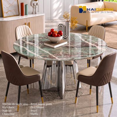 Mặt Bàn Ăn Tròn Bằng Đá Marble ROYAL JADEITE GREEN