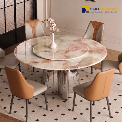 Mặt Bàn Ăn 2 Tầng Bằng Đá Marble CYAN ONYX