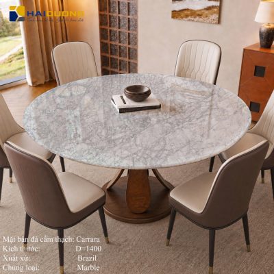 Alternative view of Mặt Bàn Ăn Tròn Bằng Đá Marble CARRARA WHITE