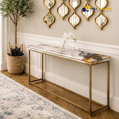 Mặt Bàn Console Phào Chỉ Bằng Đá Marble Ember Rose