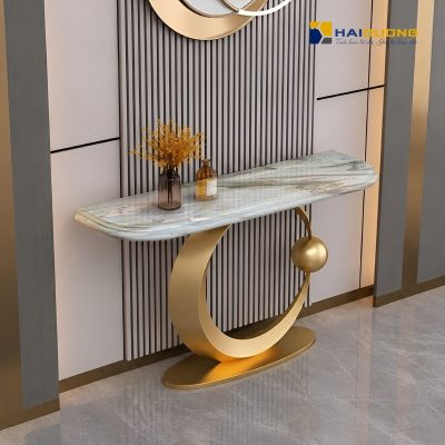 Mặt Bàn Console Phào Chỉ Bằng Đá Marble Green Onyx