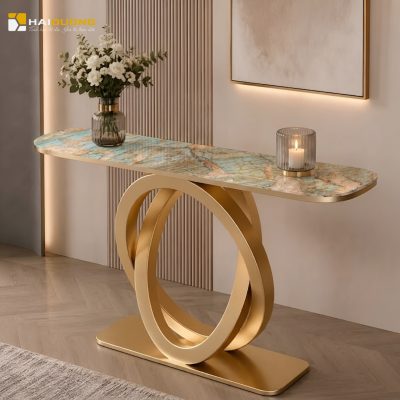Mặt Bàn Console Bằng Đá Xuyên Sáng Jade Green