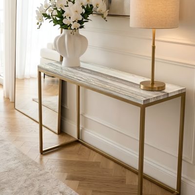 Mặt Bàn Console Bằng Đá Marble Palis Sandro White