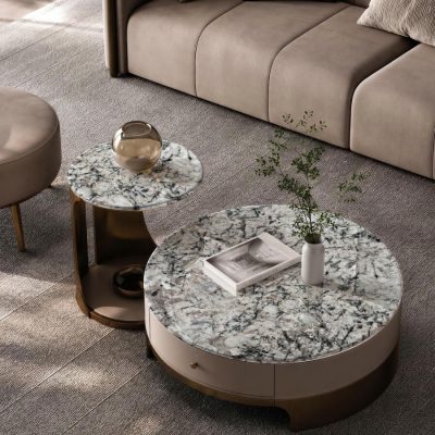 Mặt Bàn Sofa Tròn M2 ALASKA WHITE