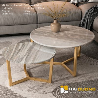 Mặt Bàn Sofa Tròn PALIS SANDRO WHITE