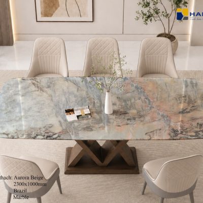 Mặt Bàn Ăn Bằng Đá Marble AURORA BEIGE