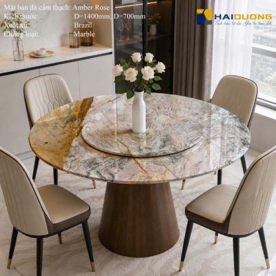 Mặt Bàn Ăn 2 Tầng Bằng Đá Marble AMBER ROSE
