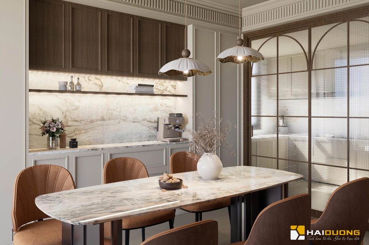 Bàn đá theo yêu cầu sử dụng Marble vân tự nhiên sang trọng.